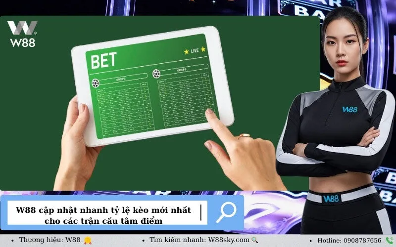 W88 cập nhật nhanh tỷ lệ kèo mới nhất cho các trận cầu tâm điểm
